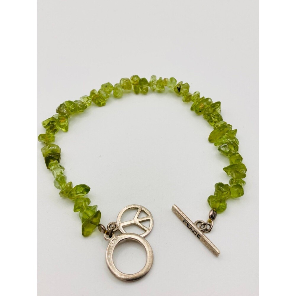 925 sterling silver peace charm peridot Bracelet